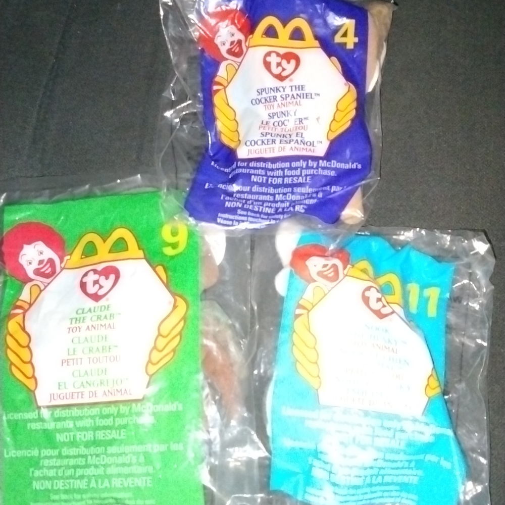 Vintage 90s McDonald's Teenie Beanies Collectibles NIP w/tags #4, #9, #11